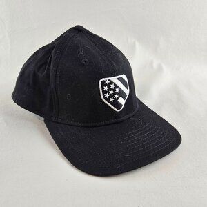 Sleefs Black Baseball Hat USA Shield Logo 100 Cotton Fitted Stretch Fit Cap